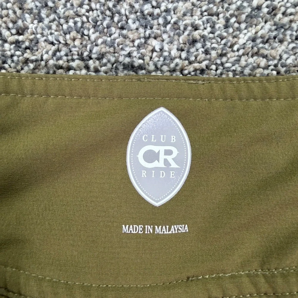Club Ride Mountain Bike Shorts Olive Green Men Medium Zipper Pockets Active MTB